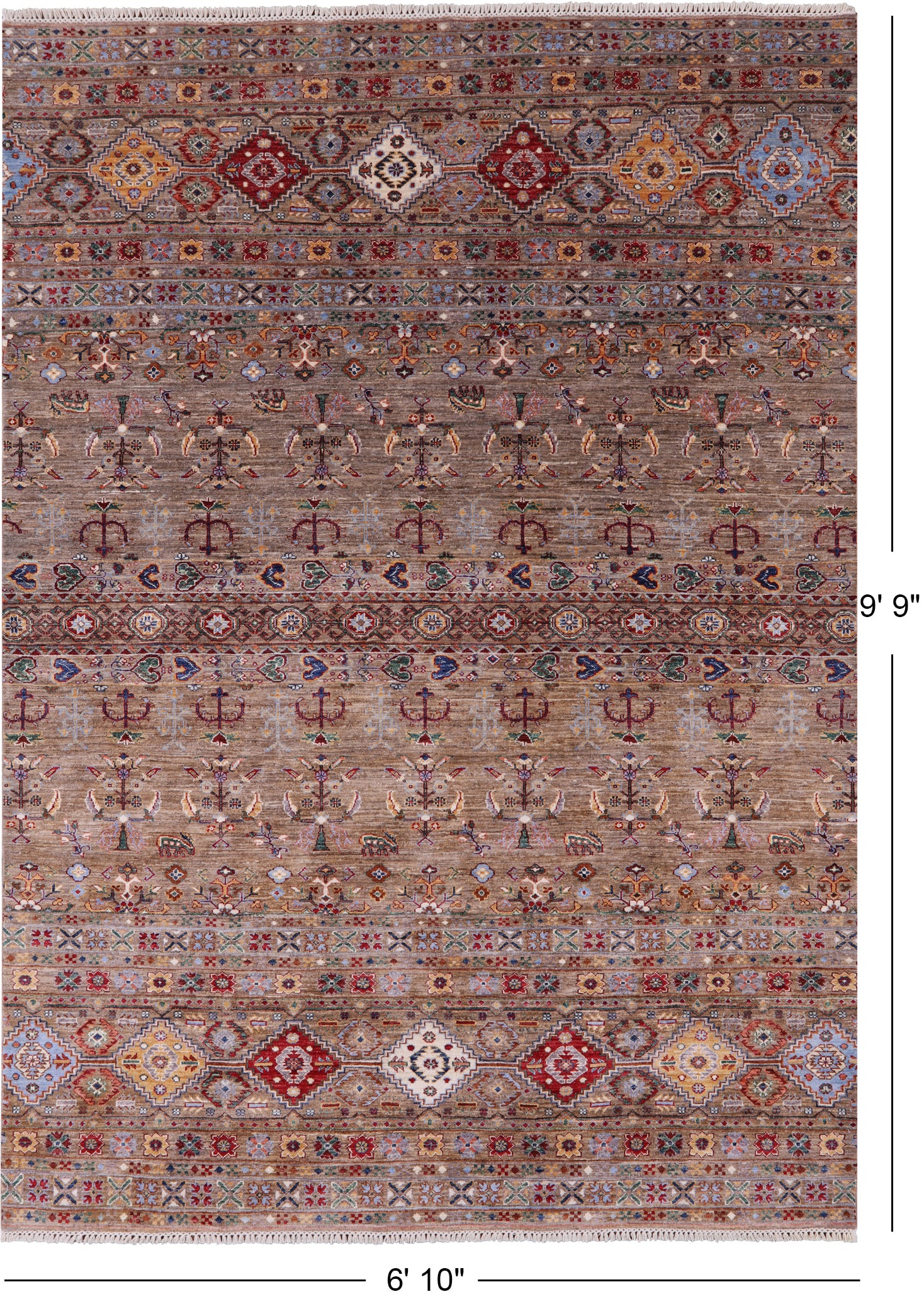 Tribal Persian Gabbeh Hand Knotted Wool Rug - 6' 10" X 9' 9" - Golden Nile