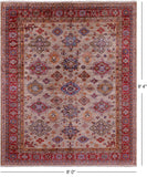 Super Kazak Handmade Wool Rug - 8' 0" X 9' 4" - Golden Nile