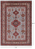 Blue Super Kazak Hand Knotted Wool Rug - 5' 8" X 8' 0" - Golden Nile