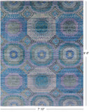 Geometric Persian Mamluk Hand Knotted Wool Rug - 7' 10" X 9' 8" - Golden Nile