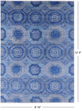 Blue Geometric Persian Mamluk Hand Knotted Wool Rug - 8' 10" X 12' 3" - Golden Nile