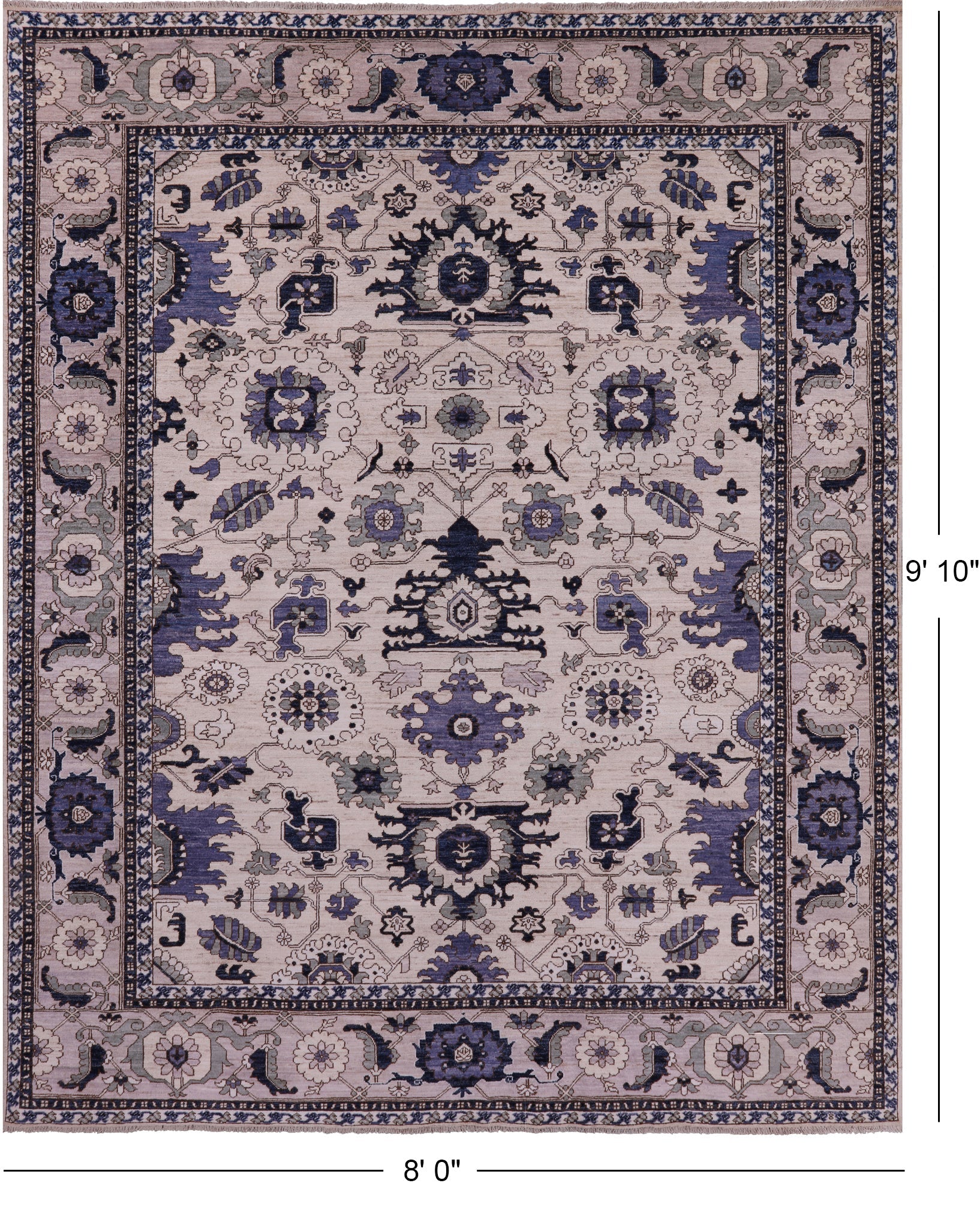 Ivory Persian Fine Serapi Handmade Wool Rug - 8' 0" X 9' 10" - Golden Nile