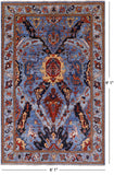 Blue Persian Fine Serapi Hand Knotted Wool Rug - 6' 1" X 9' 1" - Golden Nile