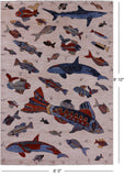 Ivory Fish Design Persian Gabbeh Hand Knotted Wool Rug - 6' 0" X 8' 10" - Golden Nile
