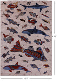 Ivory Fish Design Persian Gabbeh Hand Knotted Wool Rug - 6' 0" X 8' 10" - Golden Nile