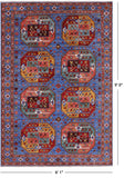 Blue Turkmen Ersari Handmade Wool Rug - 6' 1" X 9' 0" - Golden Nile