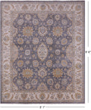 Grey Peshawar Handmade Wool Rug - 8' 1" X 9' 6" - Golden Nile