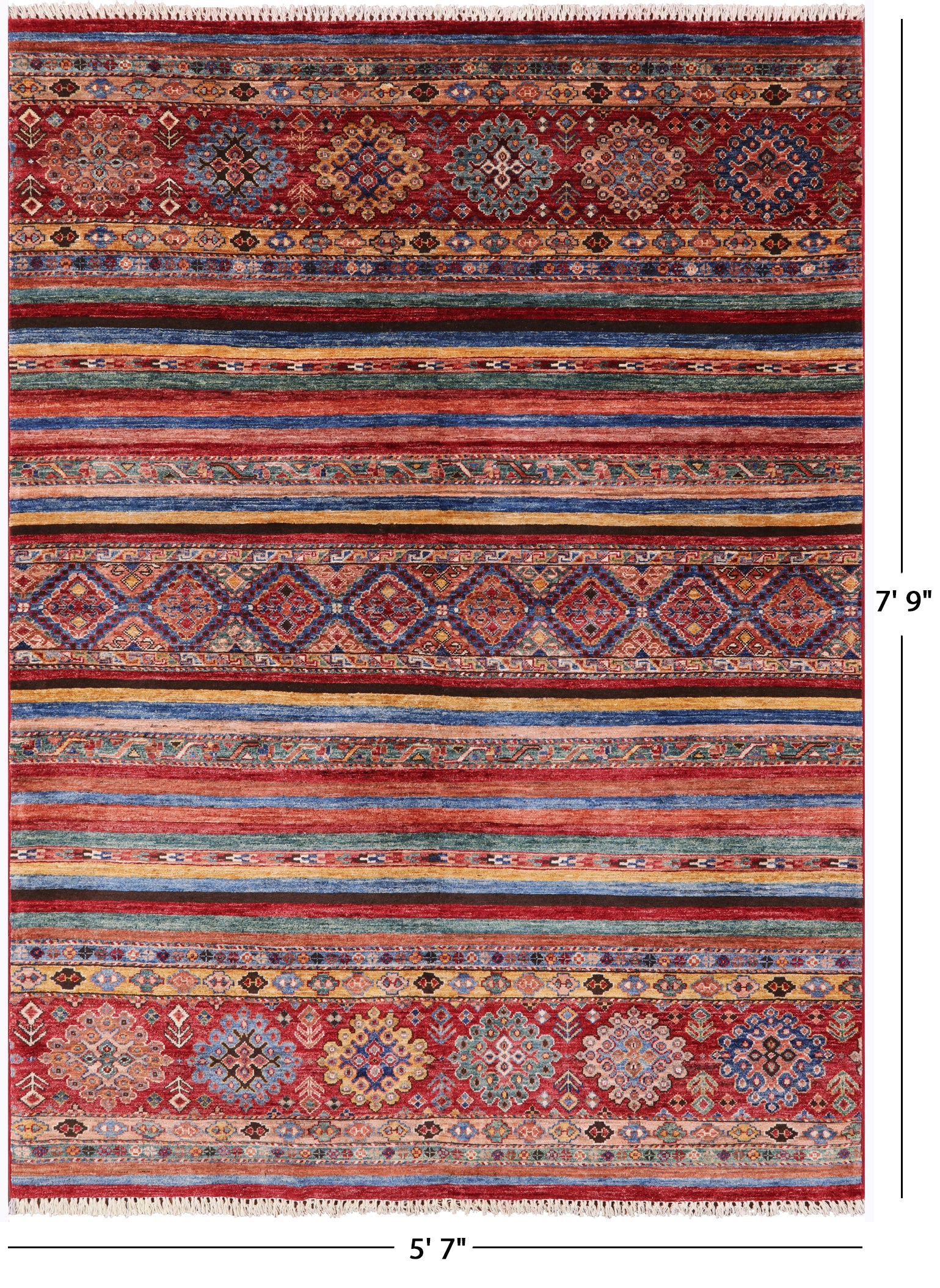 Khorjin Persian Gabbeh Handmade Wool Rug - 5' 7" X 7' 9" - Golden Nile