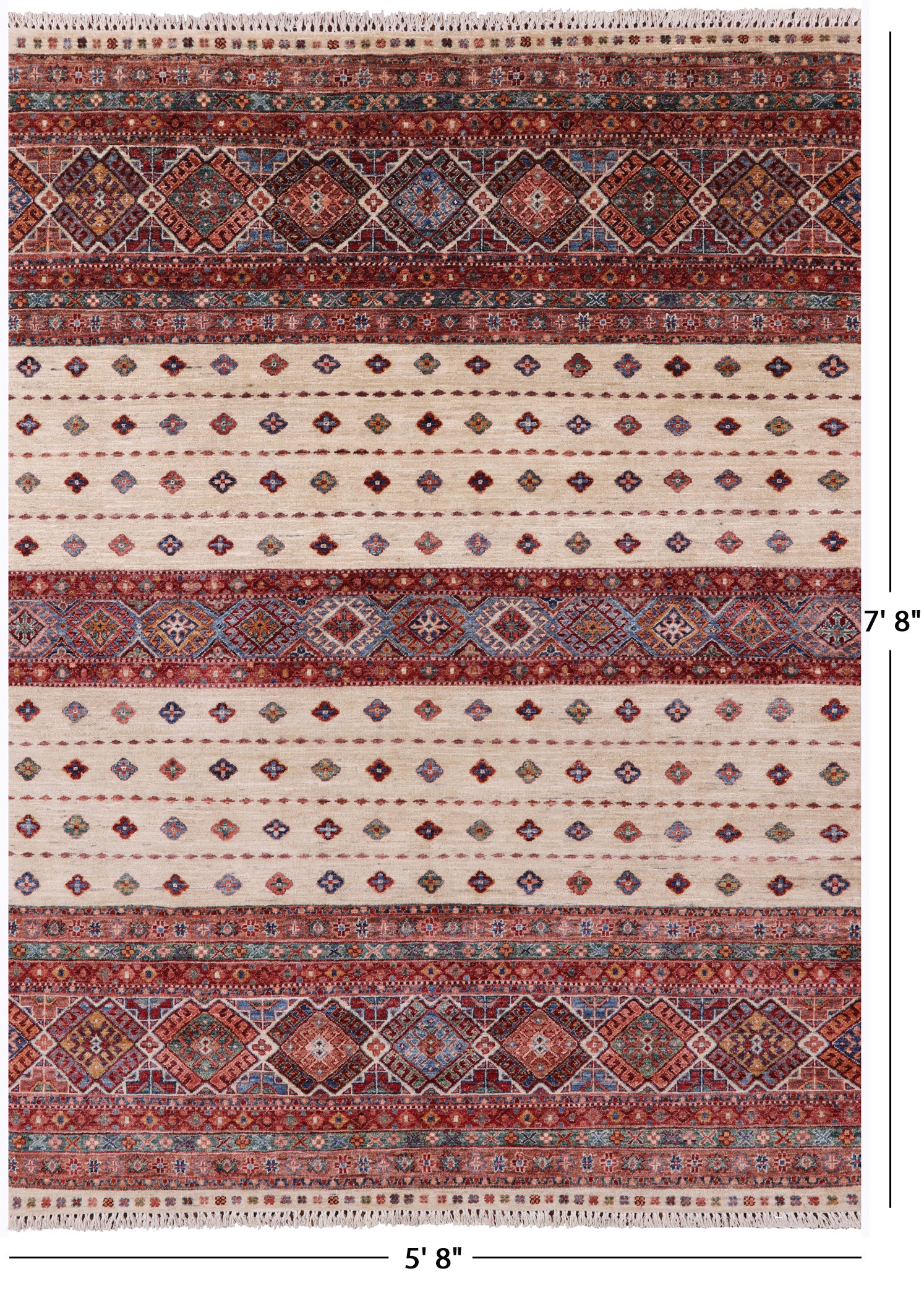 Ivory Khorjin Persian Gabbeh Hand Knotted Wool Rug - 5' 8" X 7' 8" - Golden Nile