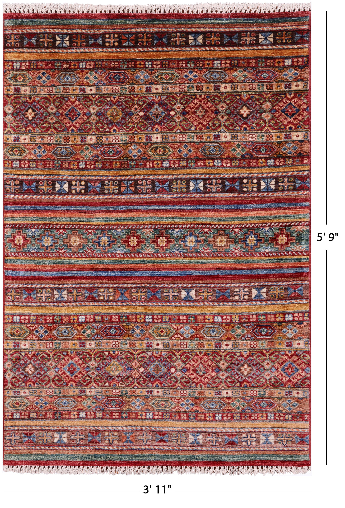 Khorjin Persian Gabbeh Handmade Wool Rug - 3' 11" X 5' 9" - Golden Nile