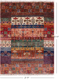 Tribal Persian Gabbeh Hand Knotted Wool Rug - 2' 11" X 3' 11" - Golden Nile