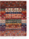 Tribal Persian Gabbeh Hand Knotted Wool Rug - 2' 11" X 3' 11" - Golden Nile