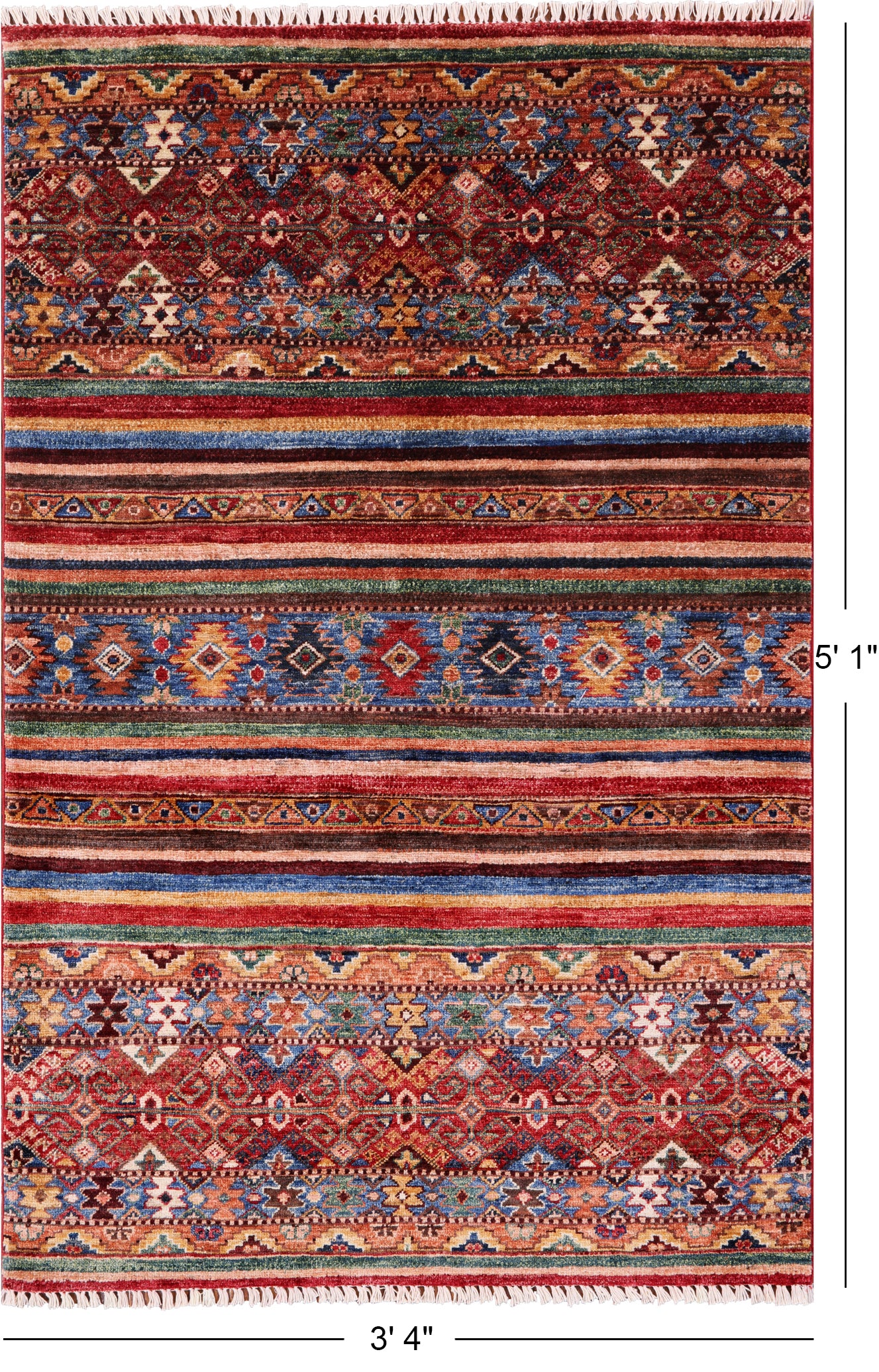 Khorjin Persian Gabbeh Hand Knotted Wool Rug - 3' 4" X 5' 1" - Golden Nile