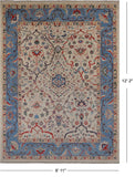 Ivory Turkish Oushak Hand Knotted Wool On Wool Rug - 8' 11" X 12' 2"