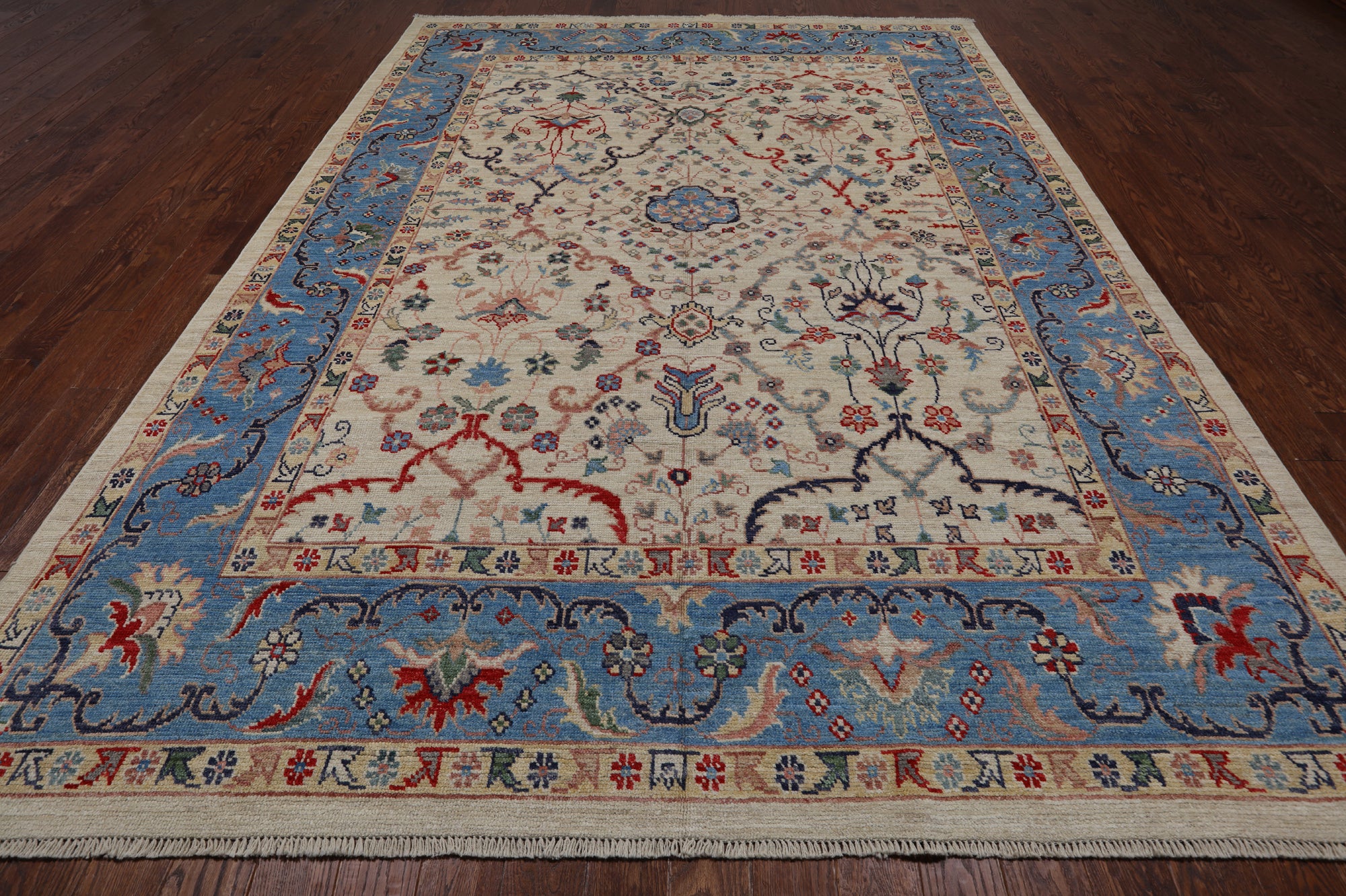 Ivory Turkish Oushak Hand Knotted Wool On Wool Rug - 8' 11" X 12' 2"