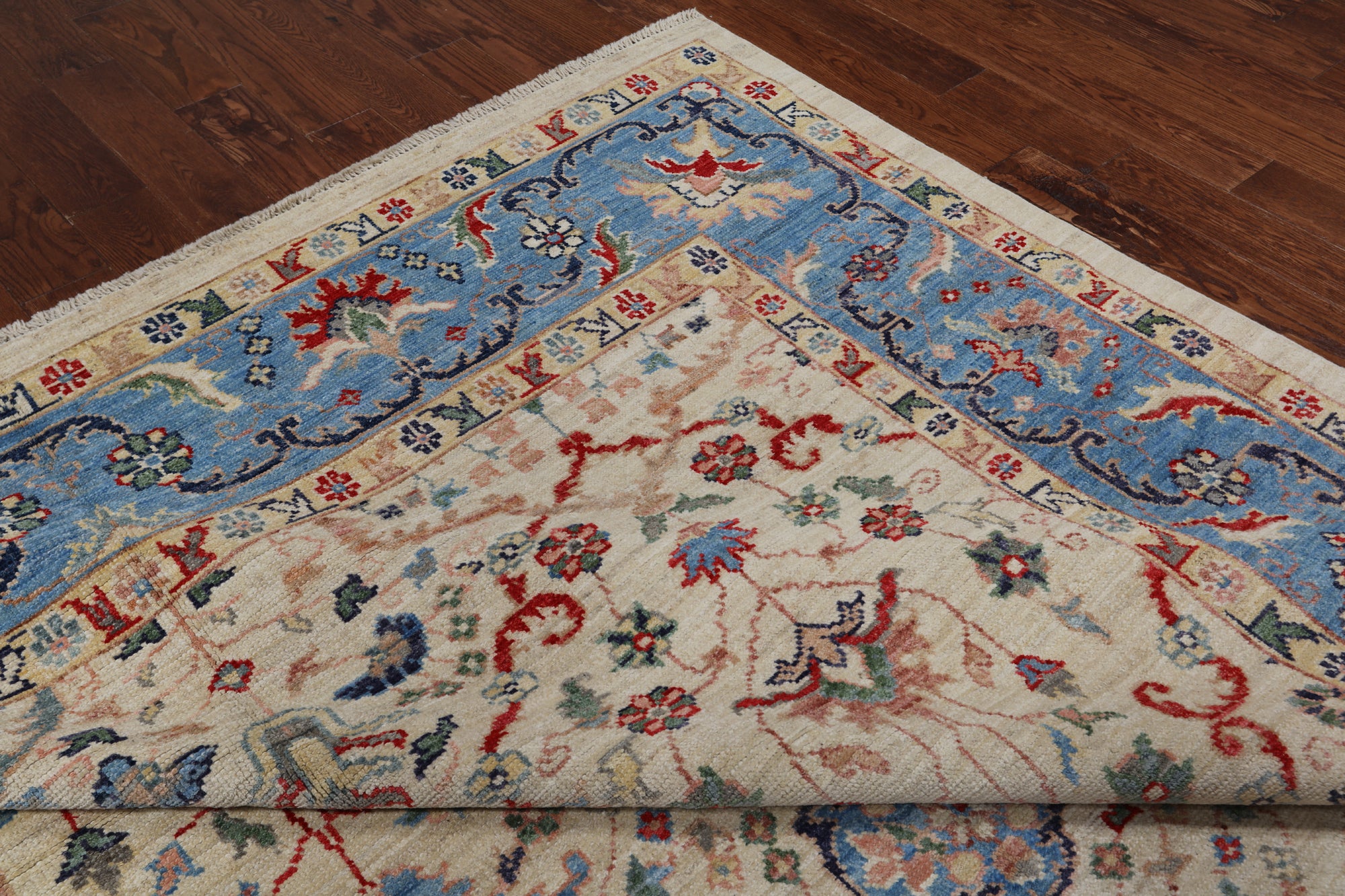 Ivory Turkish Oushak Hand Knotted Wool On Wool Rug - 8' 11" X 12' 2"