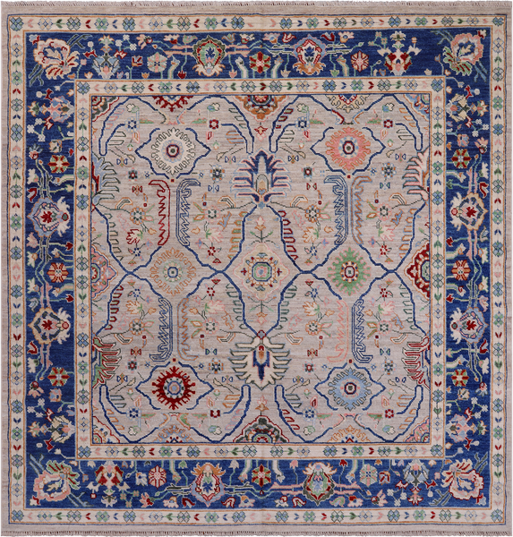 Square Turkish Oushak Hand Knotted Wool On Wool Rug - 9' 2" X 9' 6"