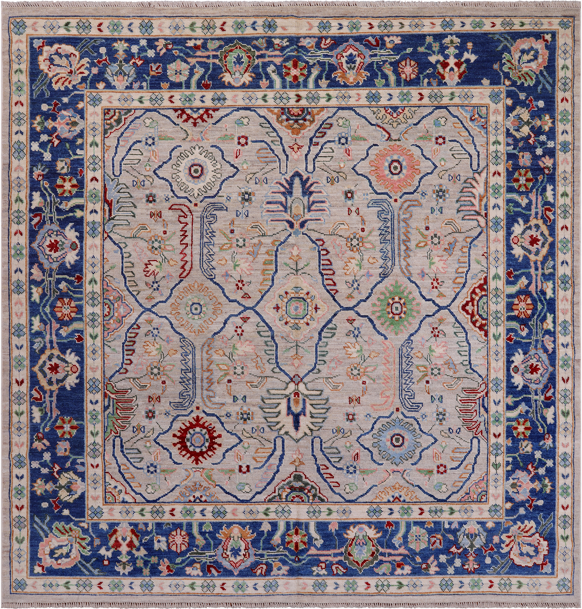 Square Turkish Oushak Hand Knotted Wool On Wool Rug - 9' 2" X 9' 6"