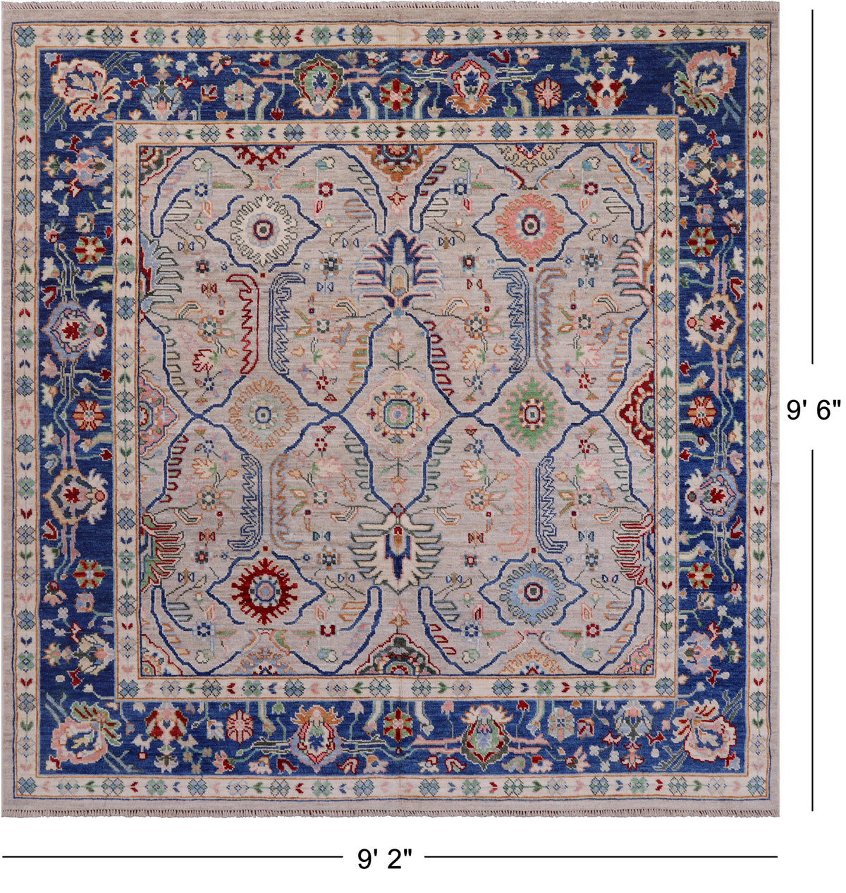 Square Turkish Oushak Hand Knotted Wool On Wool Rug - 9' 2" X 9' 6"