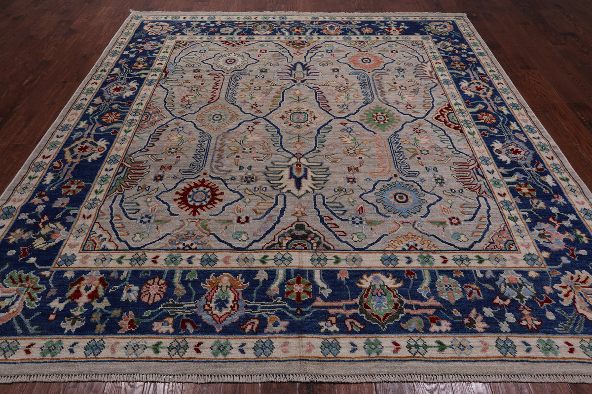 Square Turkish Oushak Hand Knotted Wool On Wool Rug - 9' 2" X 9' 6"