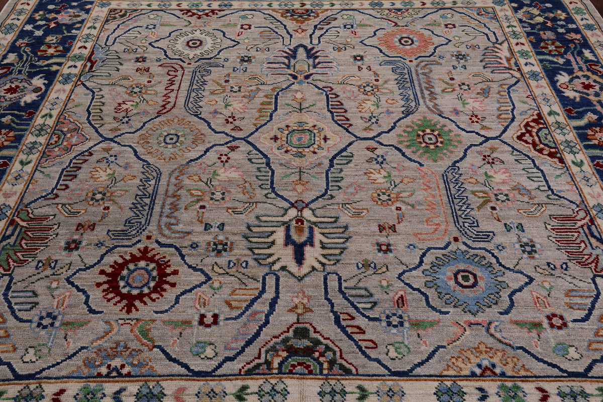 Square Turkish Oushak Hand Knotted Wool On Wool Rug - 9' 2" X 9' 6"