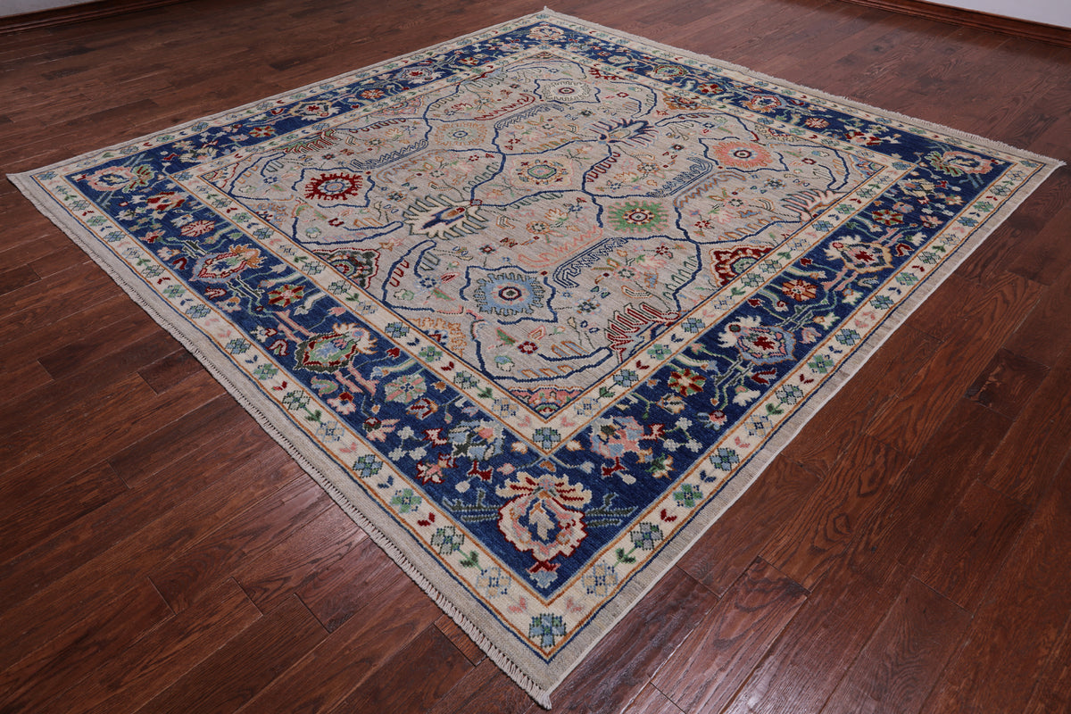 Square Turkish Oushak Hand Knotted Wool On Wool Rug - 9' 2" X 9' 6"