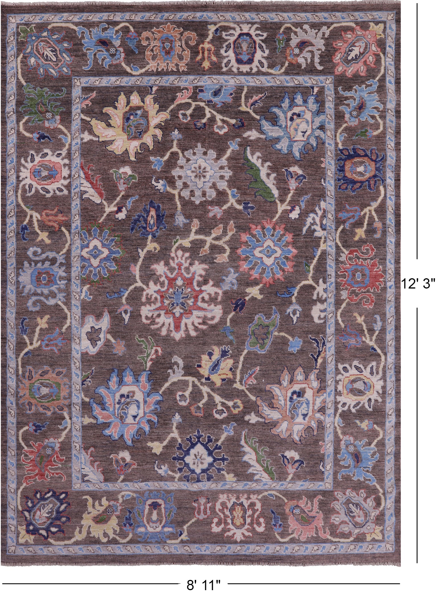 Turkish Oushak Handmade Wool On Wool Rug - 8' 11" X 12' 3" - Golden Nile