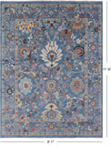 Blue Turkish Oushak Handmade Wool On Wool Rug - 9' 1" X 11' 9" - Golden Nile