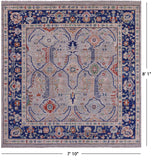 Grey Square Turkish Oushak Hand Knotted Wool On Wool Rug - 7' 10" X 8' 1" - Golden Nile