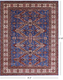 Blue Super Kazak Hand Knotted Wool Rug - 9' 2" X 11' 6" - Golden Nile
