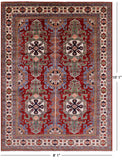Red Super Kazak Hand Knotted Wool Rug - 8' 1" X 10' 1" - Golden Nile