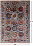 Blue Turkmen Ersari Hand Knotted Wool Rug - 5' 8" X 7' 10" - Golden Nile