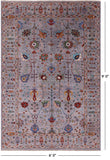 Grey Peshawar Hand Knotted Wool Rug - 6' 0" X 9' 0" - Golden Nile