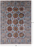 Blue Turkmen Ersari Handmade Wool Rug - 5' 8" X 8' 1" - Golden Nile