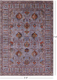 Grey Peshawar Hand Knotted Wool Rug - 5' 8" X 7' 9" - Golden Nile