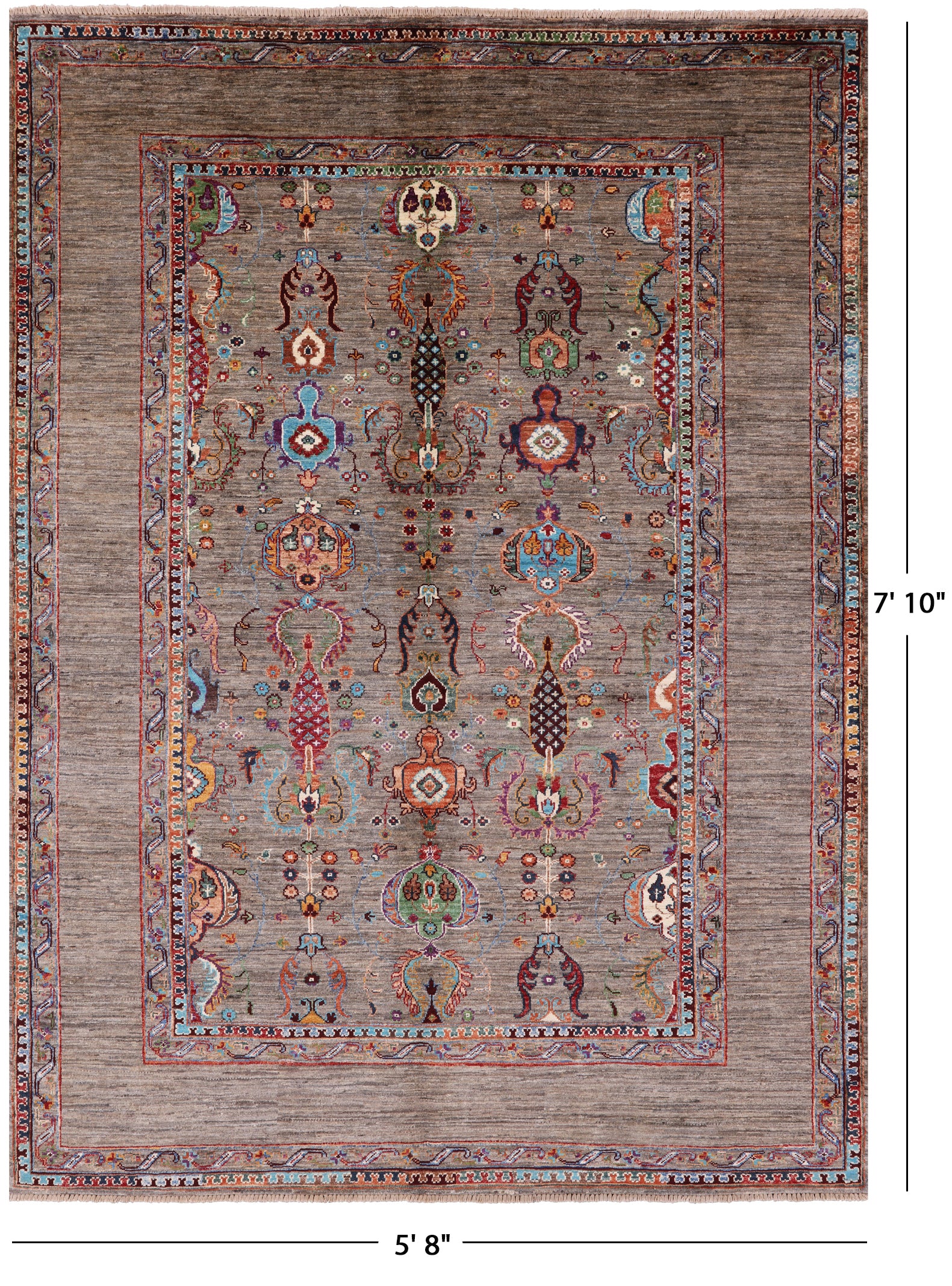 Peshawar Hand Knotted Wool Rug - 5' 8" X 7' 10" - Golden Nile
