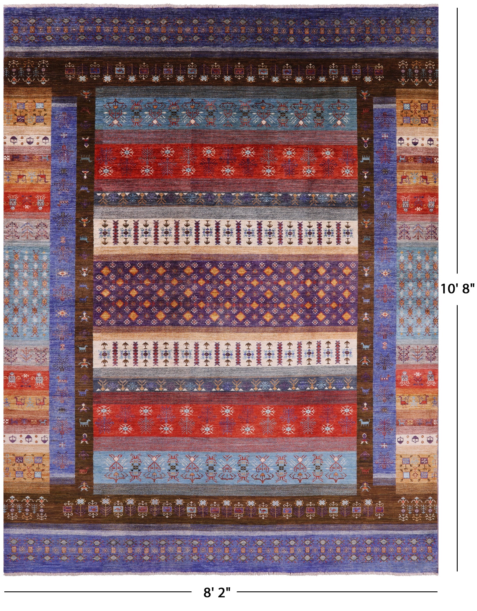 Tribal Persian Gabbeh Hand Knotted Wool Rug - 8' 2" X 10' 8" - Golden Nile