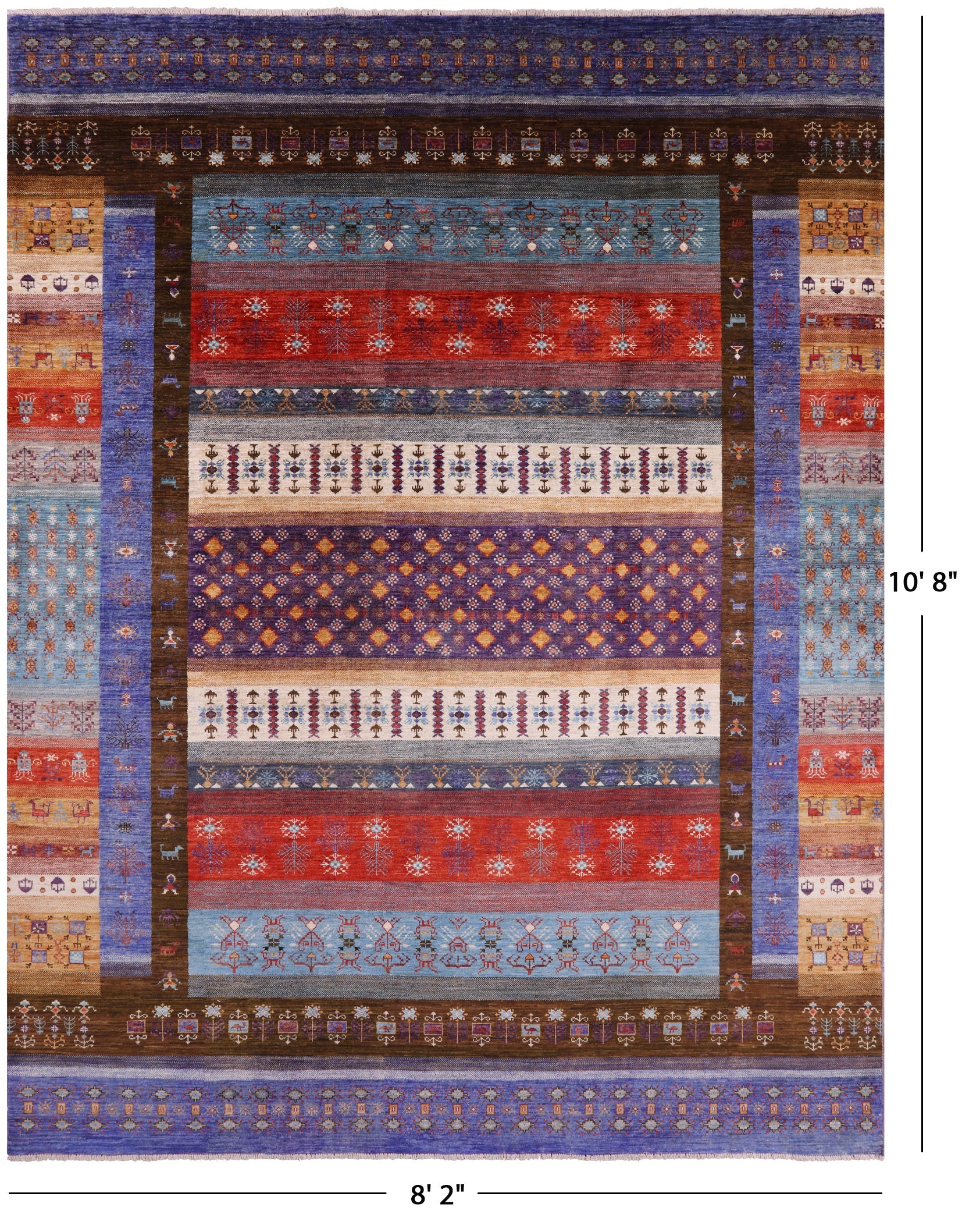 Tribal Persian Gabbeh Hand Knotted Wool Rug - 8' 2" X 10' 8" - Golden Nile