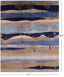 Tribal Persian Gabbeh Hand Knotted Wool Rug - 8' 1" X 9' 8" - Golden Nile