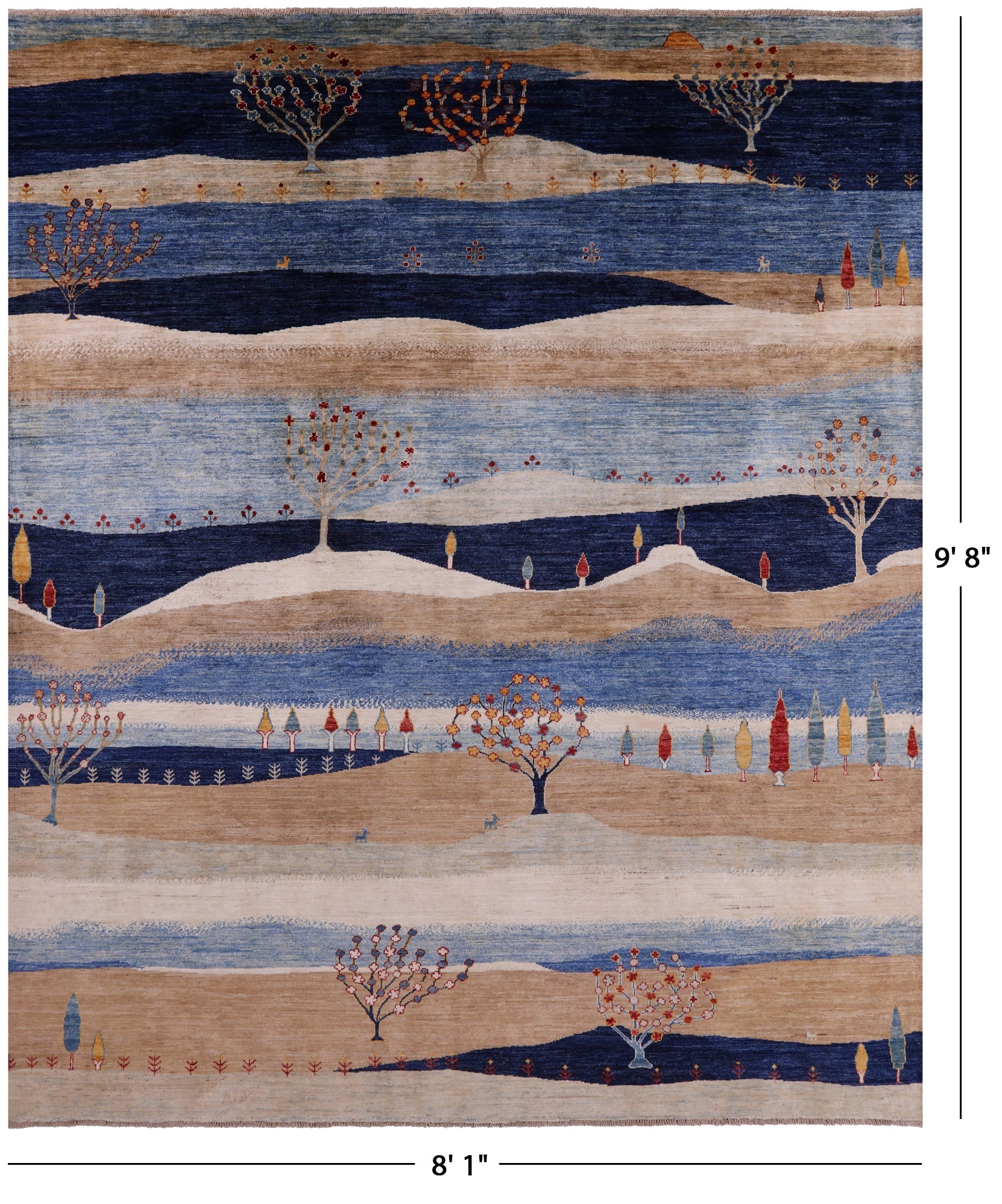 Tribal Persian Gabbeh Hand Knotted Wool Rug - 8' 1" X 9' 8" - Golden Nile