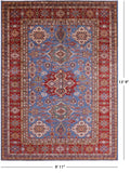 Blue Super Kazak Hand Knotted Wool Rug - 9' 11" X 13' 9" - Golden Nile