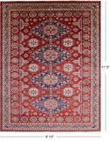 Red Super Kazak Hand Knotted Wool Rug - 8' 10" X 11' 5" - Golden Nile