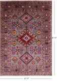 Super Kazak Hand Knotted Wool Rug - 4' 11" X 6' 11" - Golden Nile