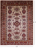 Ivory Super Kazak Hand Knotted Wool Rug - 6' 5" X 8' 11" - Golden Nile