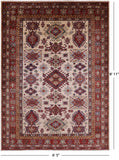 Ivory Super Kazak Hand Knotted Wool Rug - 6' 5" X 8' 11" - Golden Nile