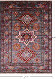 Super Kazak Hand Knotted Wool Rug - 2' 10" X 4' 0" - Golden Nile