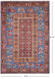 Antiqued Pazyryk Historical Design Hand Knotted Wool Rug - 3' 5" X 4' 11" - Golden Nile
