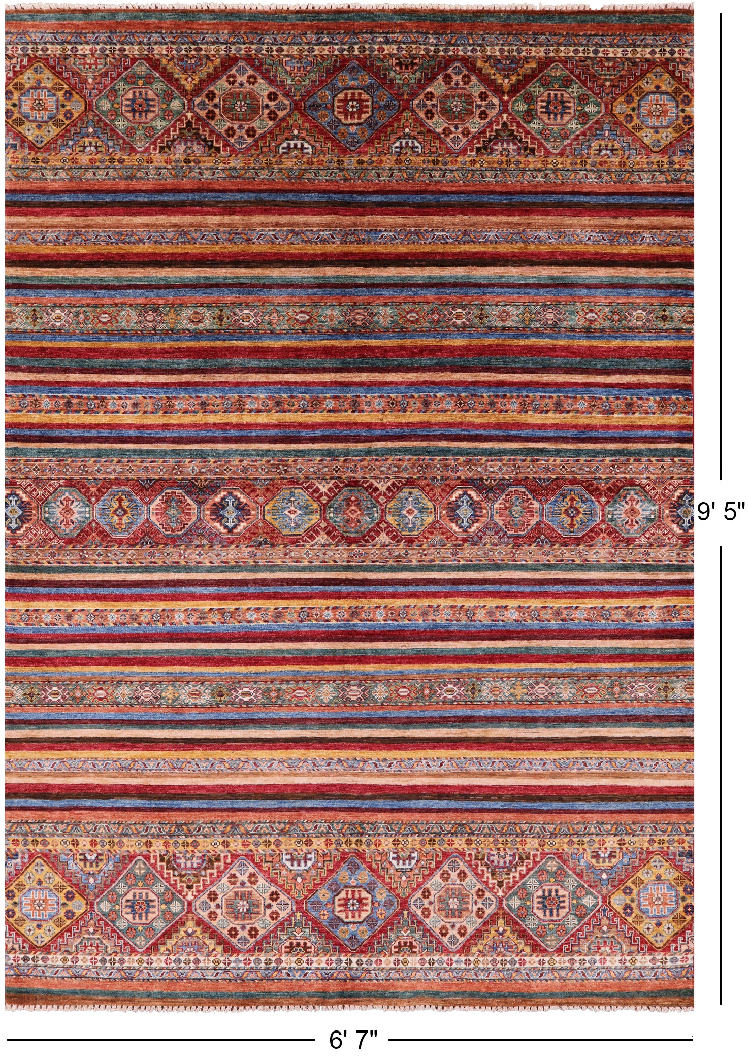 Khorjin Persian Gabbeh Hand Knotted Wool Rug - 6' 7" X 9' 5" - Golden Nile