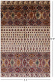 Ivory Tribal Persian Gabbeh Hand Knotted Wool Rug - 6' 5" X 10' 0" - Golden Nile