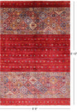 Red Khorjin Persian Gabbeh Handmade Wool Rug - 6' 8" X 9' 10" - Golden Nile